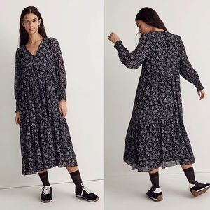 Madewell Georgette V-neck tiered midi dress